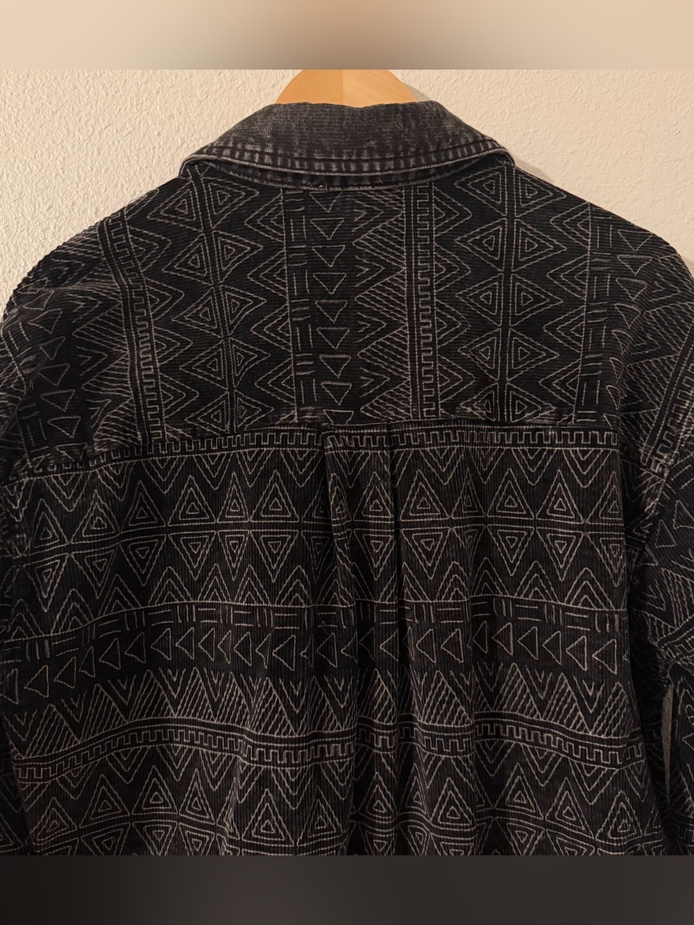 La Miel Shaket Jacket Southwestern Fringe Button Denim Courdaroy Shirt Black MD - Picture 9 of 12